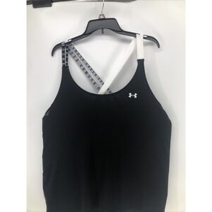 Under Armour Women Black Polyester Athletic Tank Top Size 2X  Cross Over Back